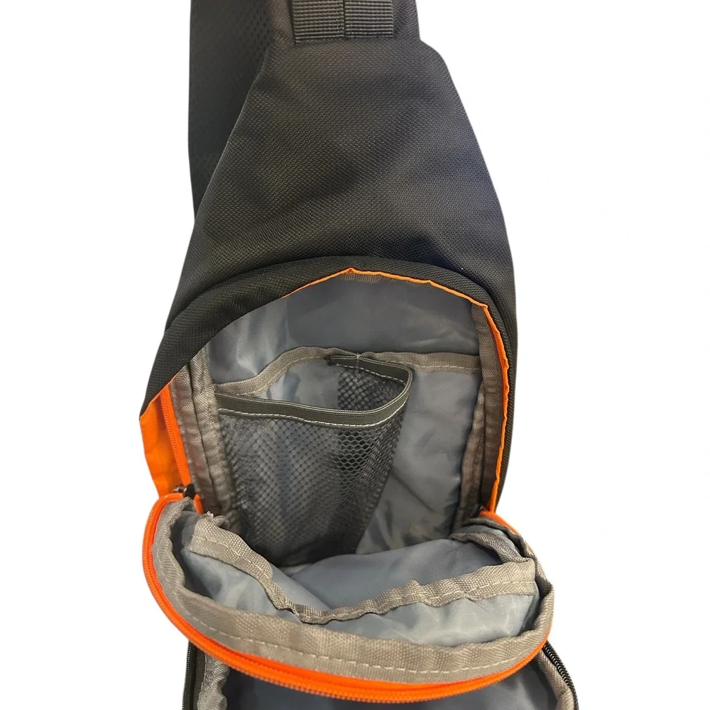 YINGLANG Black Orange Sling Bag Chest Pack Crossbody Messenger Backpack Travel‎